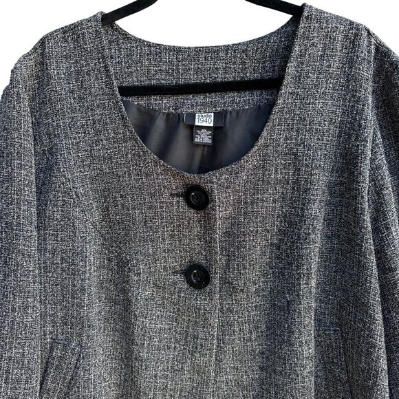 Studio 1940 Womens Plus Size Gray Scoop Neck Two Button Tweed Blazer Jacket 26W - Picture 3 of 10